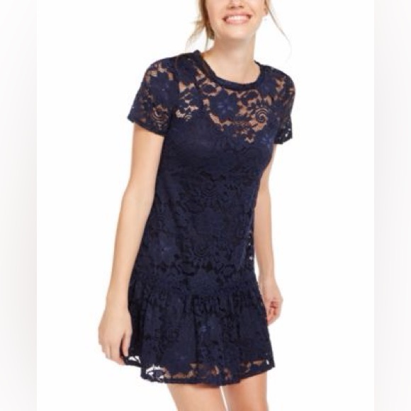 Speechless Navy Lace Mini Dress - Picture 3 of 9